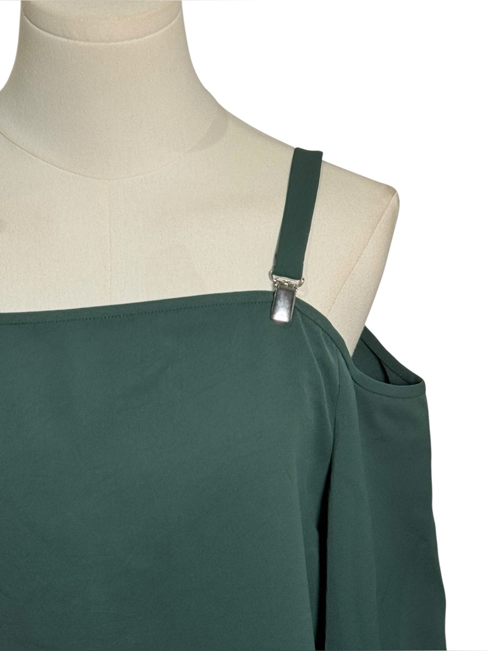 Tibi Juniper Green Cold Shoulder Suspender Strap Mini Dress Size 2 - Picture 7 of 11